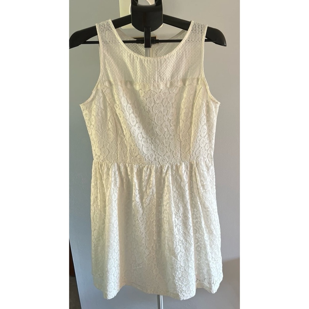 Vintage DR‎ Collection Women's Ivory Cloud Lace Sleeveless  Doily Dress Size 12